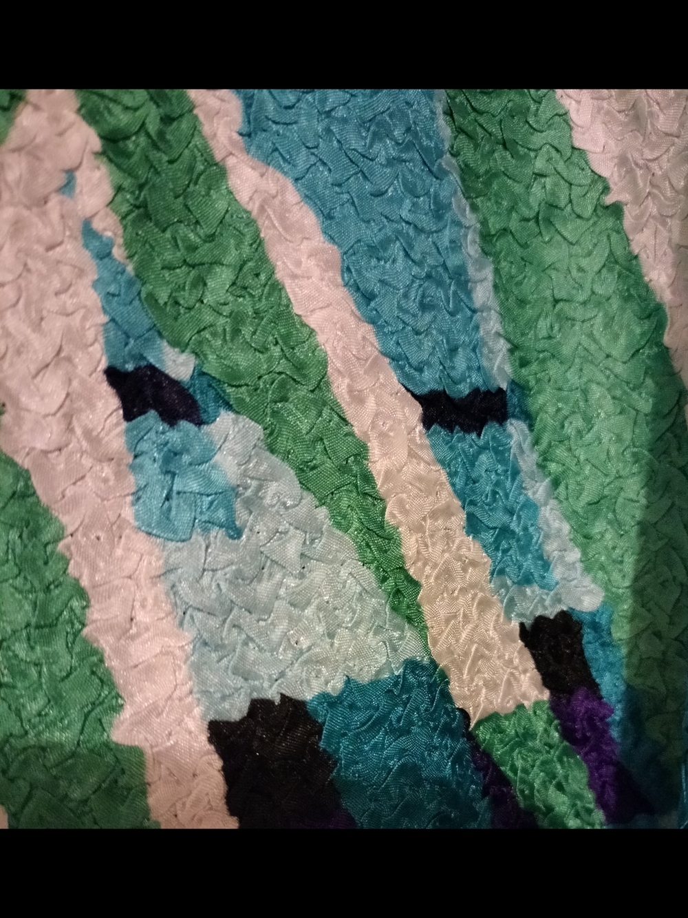 Chico's Crinkle Open Front Jacket Size 2 Large Blue Green Abstract Leaf Topper - Picture 3 of 3